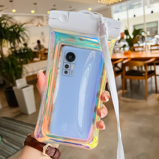 Husa subacvatica Holografica Waterproof Flippy, Snowproof, Universala, Impermeabila, cu Snur, pentru telefon sau documente, Alb-1