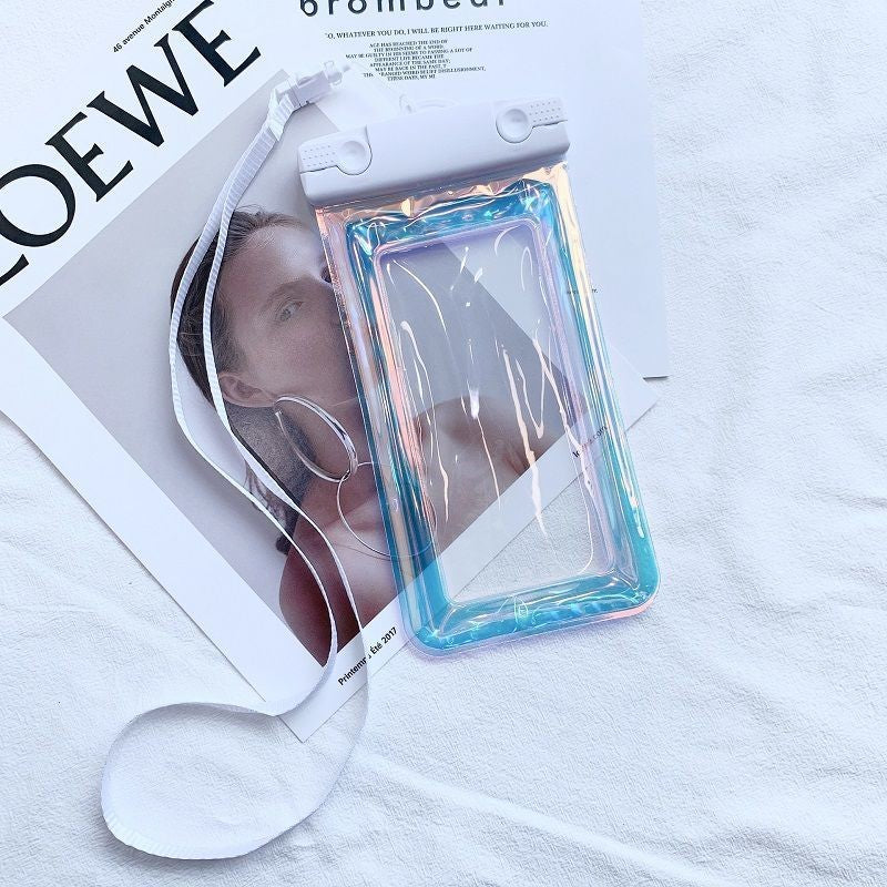 Husa subacvatica Holografica Waterproof Flippy, Snowproof, Universala, Impermeabila, cu Snur, pentru telefon sau documente, Alb-4