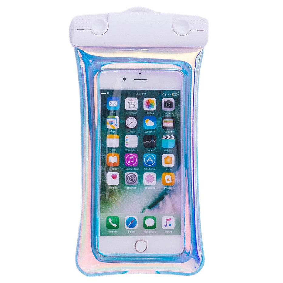 Husa subacvatica Holografica Waterproof Flippy, Snowproof, Universala, Impermeabila, cu Snur, pentru telefon sau documente, Alb-0