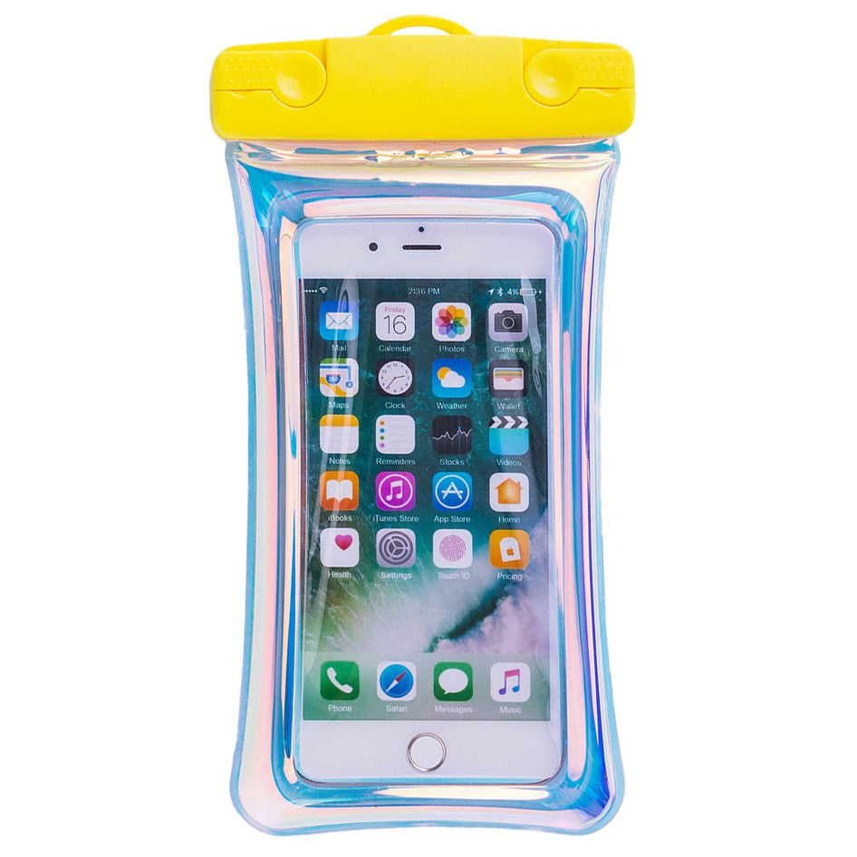 Husa subacvatica Holografica Waterproof Flippy, Snowproof, Universala, Impermeabila, cu Snur, pentru telefon sau documente, Galben-0