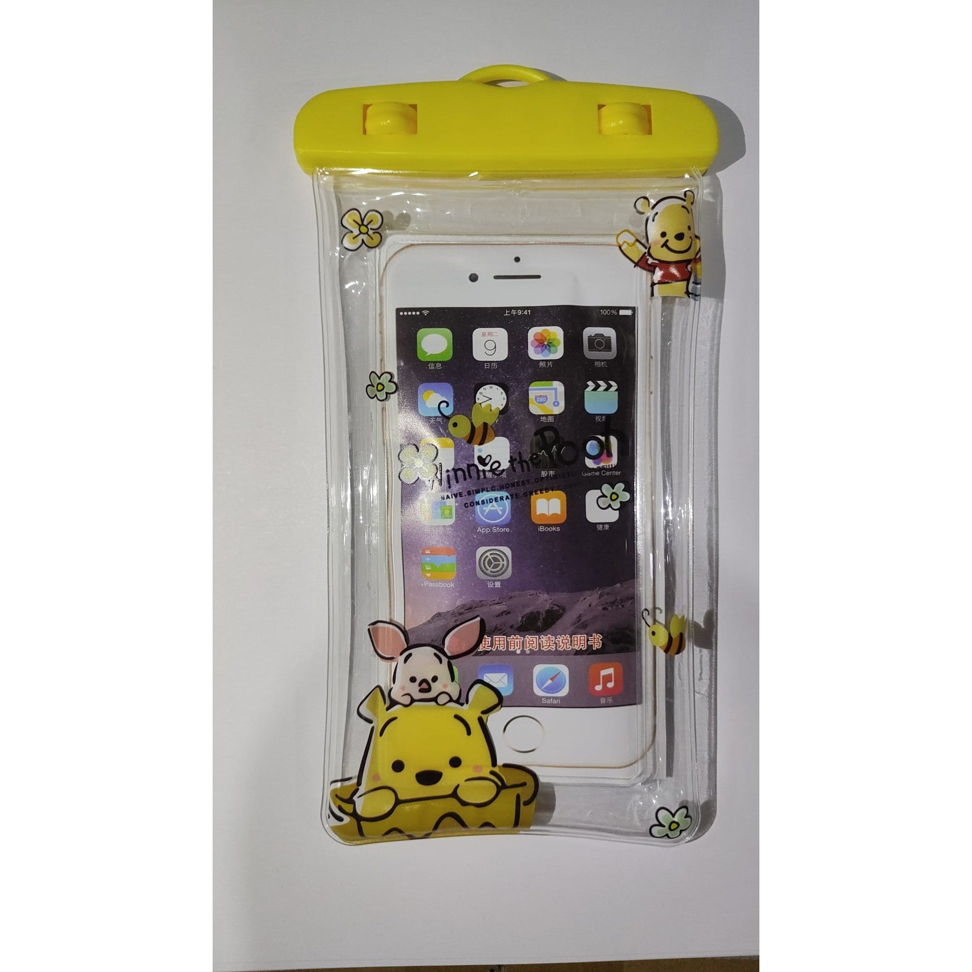 Husa subacvatica Kids Waterproof Flippy, Snowproof, Universala, cu Snur, pentru telefon sau documente, Bear, Galben-1