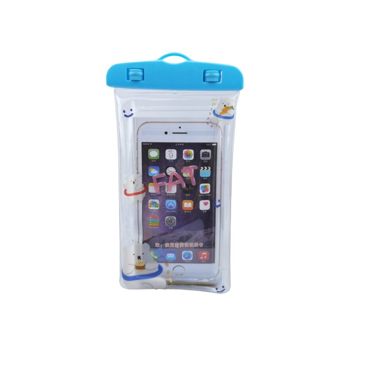 Husa subacvatica Kids Waterproof Flippy, Snowproof, Universala, cu Snur, pentru telefon sau documente, Bears, Albastru-1