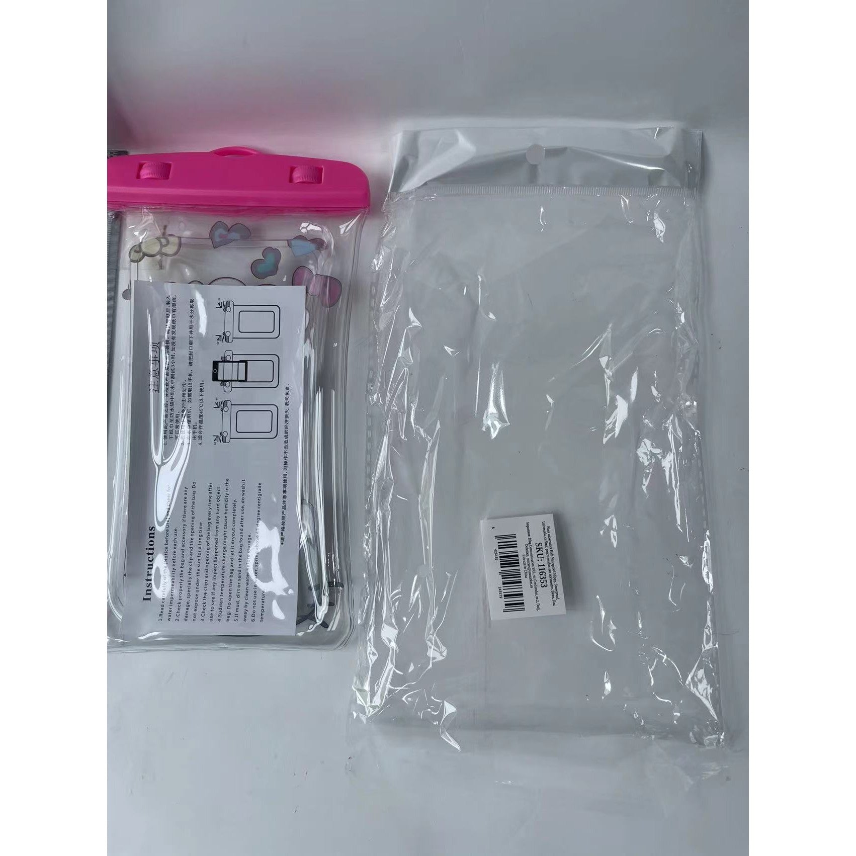 Husa subacvatica Kids Waterproof Flippy, Snowproof, Universala, cu Snur, pentru telefon sau documente, Bears, Roz-3