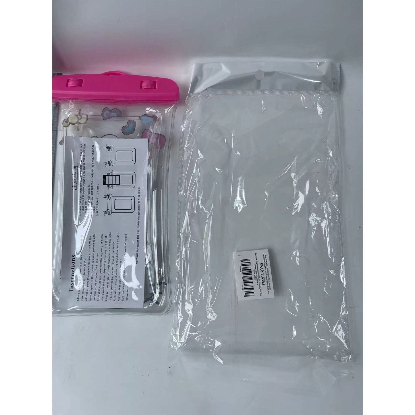 Husa subacvatica Kids Waterproof Flippy, Snowproof, Universala, cu Snur, pentru telefon sau documente, Bears, Roz-3