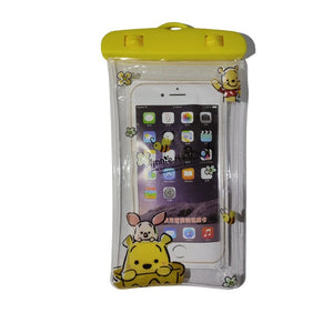 Husa subacvatica Kids Waterproof Flippy, Snowproof, Universala, cu Snur, pentru telefon sau documente, Bear, Galben-0