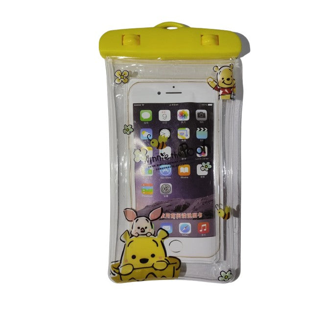 Husa subacvatica Kids Waterproof Flippy, Snowproof, Universala, cu Snur, pentru telefon sau documente, Bear, Galben-0