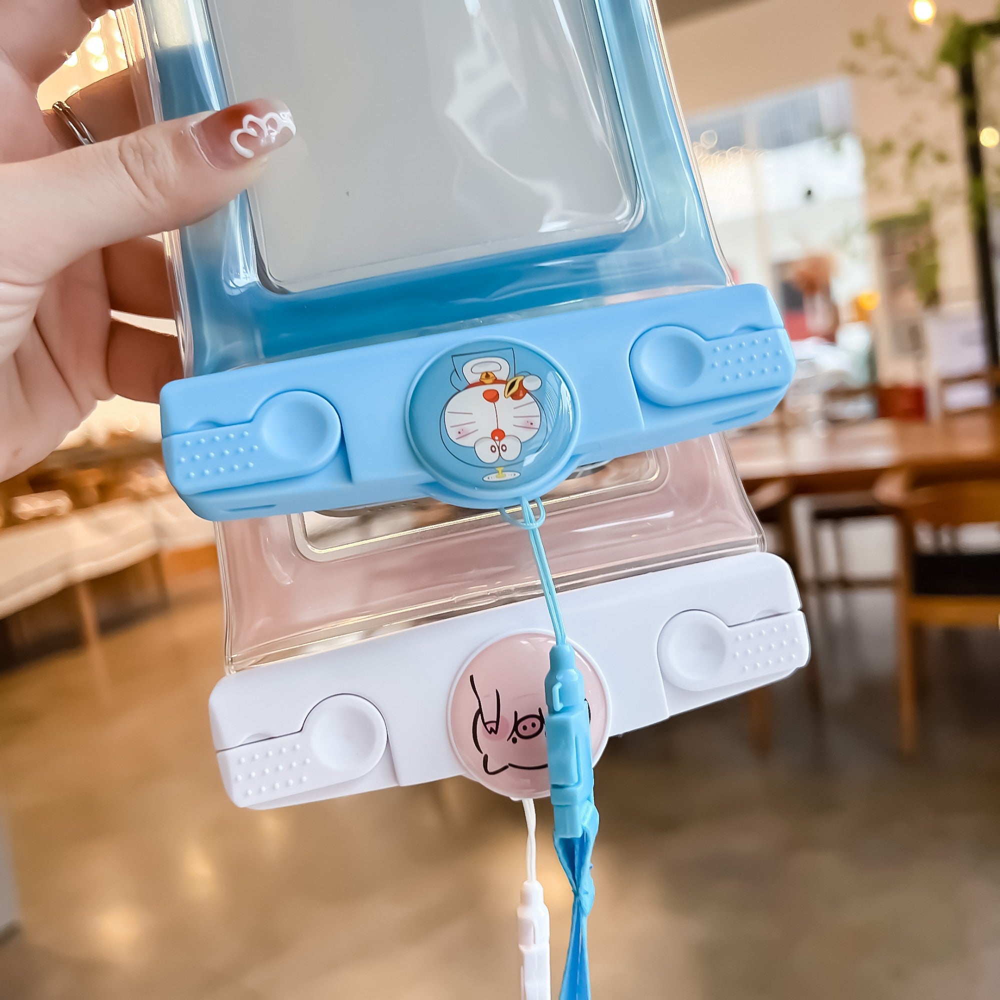 Husa subacvatica Mascot Waterproof Flippy, Snowproof, Universala, cu Snur, pentru telefon sau documente, Cat, Bleu-1