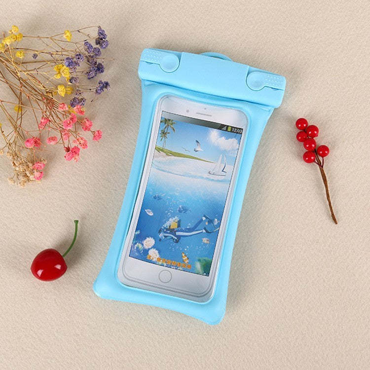 Husa subacvatica Matte Cushion Waterproof Flippy, Snowproof, Universala, cu Snur, pentru telefon sau documente, Bleu-3