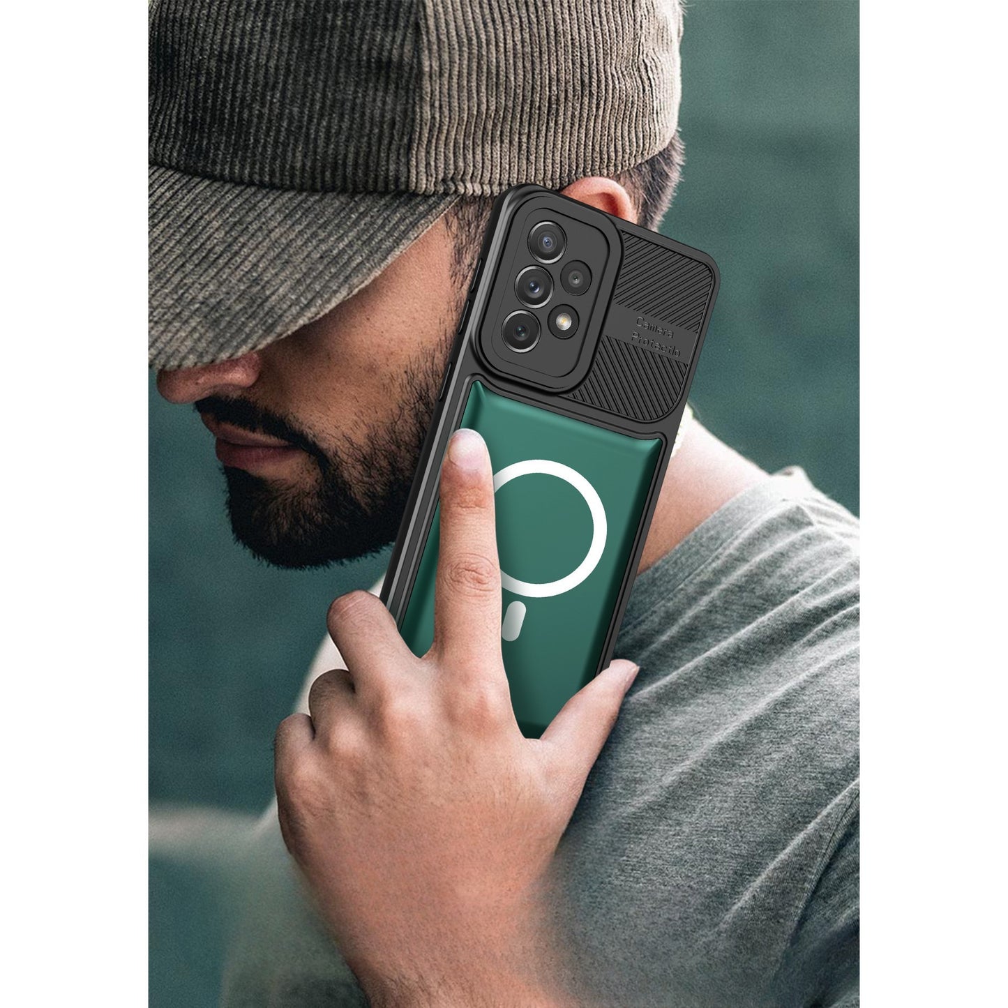 Husa Urban Armor pentru Samsung A34 5G Verde inchis, Suport Auto Magnetic, Protectie Antisoc, Flippy-4