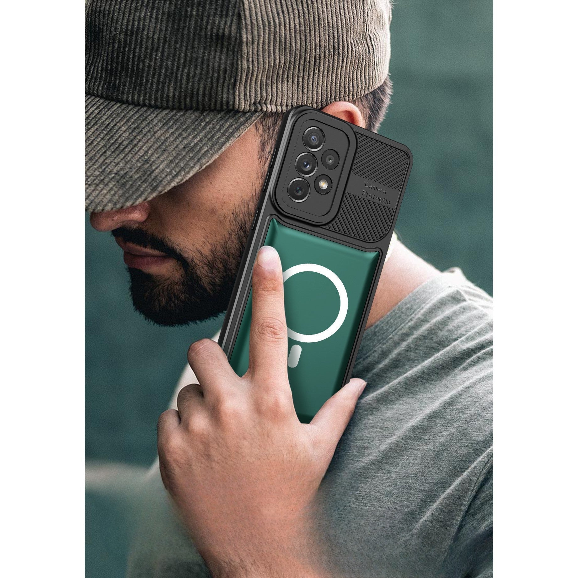 Husa Urban Armor pentru Samsung Galaxy A24 4G, Flippy, Suport Auto Magnetic, Protectie Antisoc, Verde Inchis-1