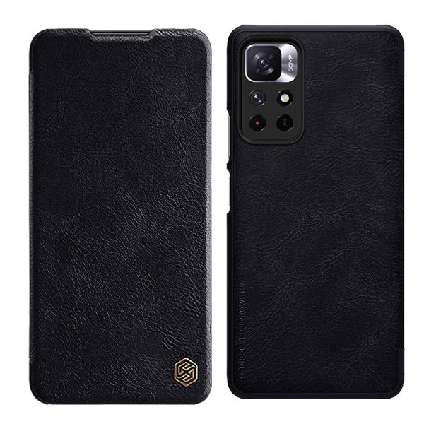 Husa de protectie telefon Nillkin pentru Xiaomi Redmi Note 11 5G Tip carte, Piele ecologica, Negru