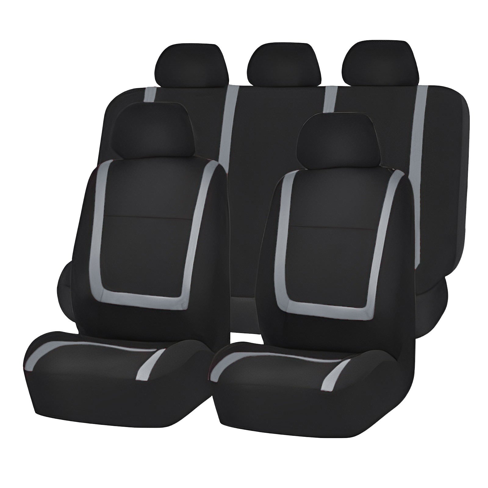Set huse scaun auto ieftine, Universale 9 piese, model GREY LINE - GRI-0