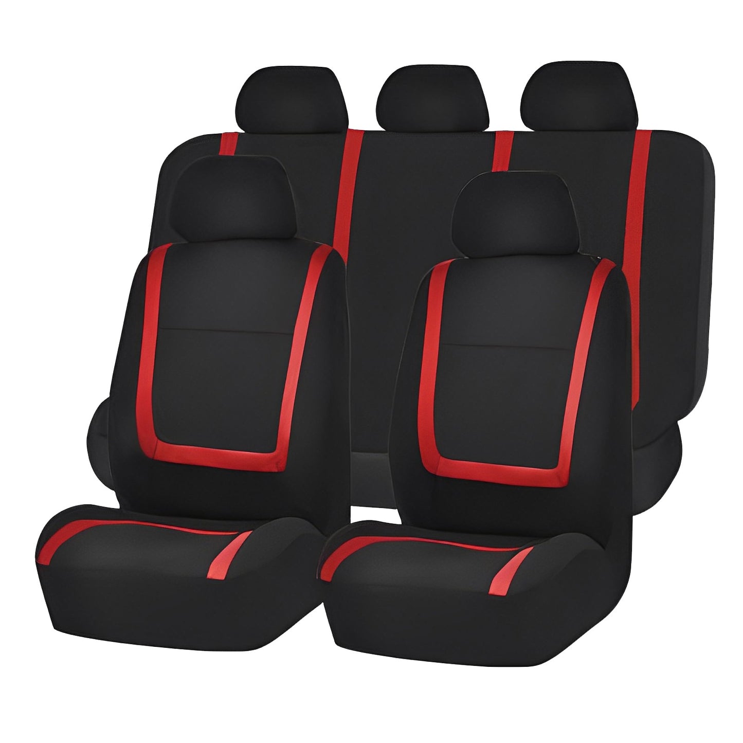 Set huse scaun auto ieftine, Universale 9 piese, model RED LINE - ROSU-0
