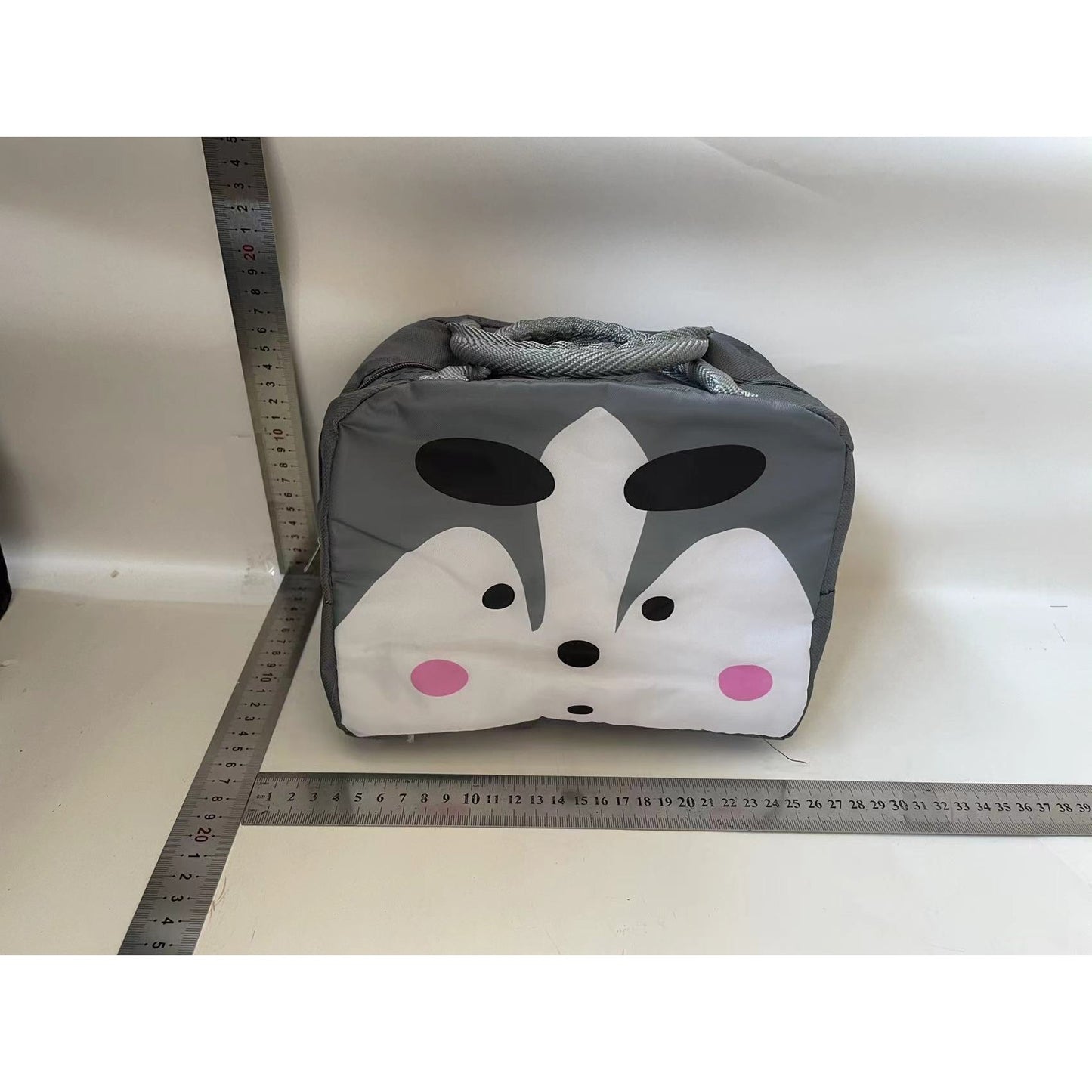 Geantă Frigorifică, Flippy, cu Desene Animat, Portabilă pentru Copii, de Prânz, din Pânză Oxford, 22x14x19 cm, Model Vulpe, Gri-1