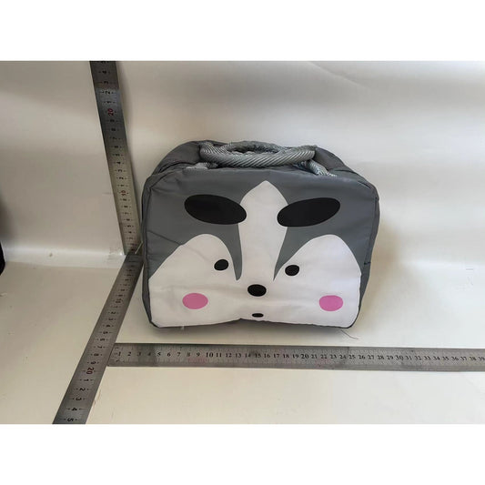 Geantă Frigorifică, Flippy, cu Desene Animat, Portabilă pentru Copii, de Prânz, din Pânză Oxford, 22x14x19 cm, Model Vulpe, Gri-1