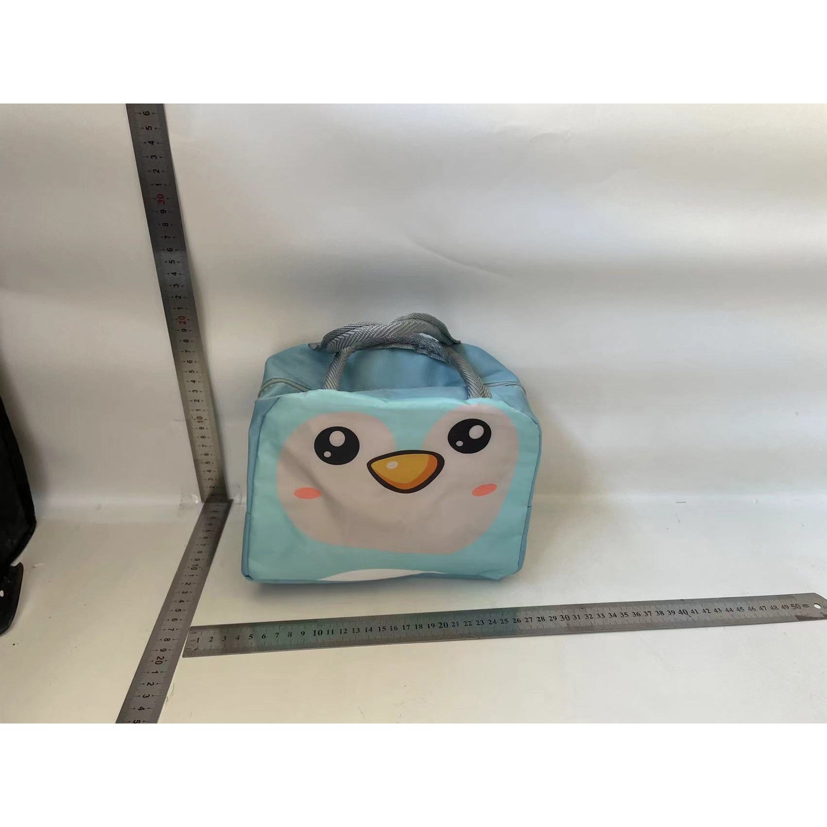 Geantă Frigorifică, Flippy, cu Desene Animat, Portabilă pentru Copii, de Prânz, din Pânză Oxford, 22x14x19 cm, Model Pinguin, Albastru-1