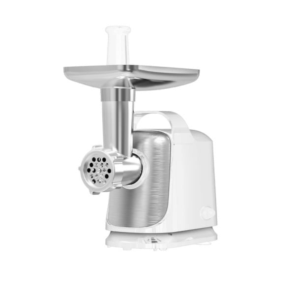 Masina de tocat, putere 1200W, lame din otel, doua site, functie revers,putere tocare 1.5kg pe minut, culoare gri cu alb