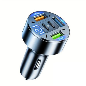 Incarcator Auto 5 in 1, Flippy, 3 x Port USB Fast Charge QC3.1 si 2 x Type C, PD 65W, Negru-0