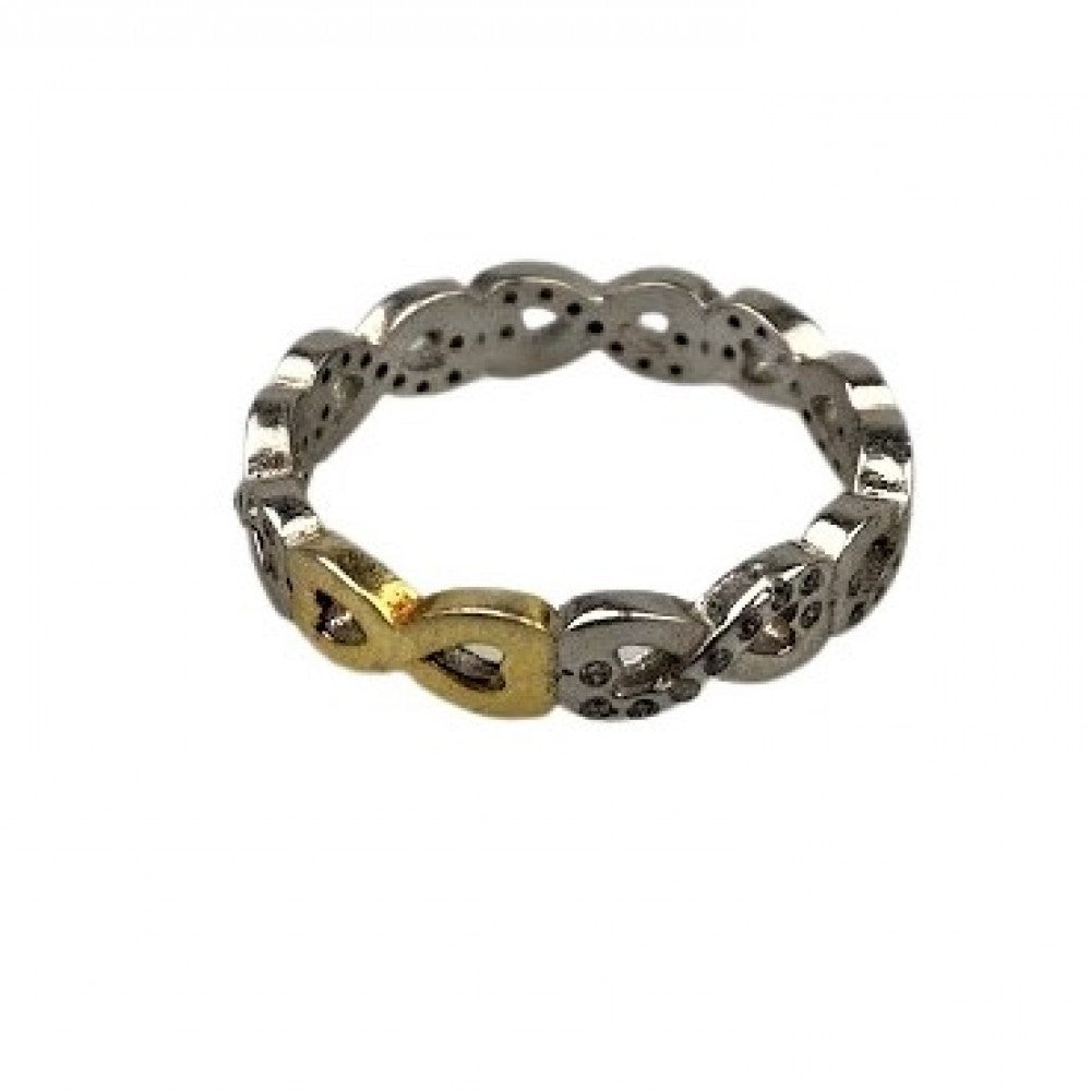 Inel Argint 925 Infinit Placat cu Aur Galben si Minizirconii M 57-0