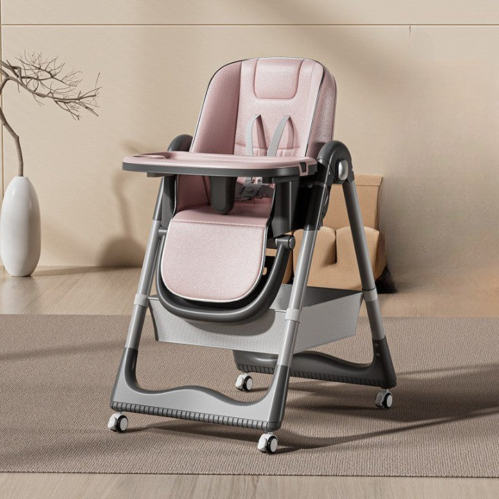 Scaun de Masa pentru Bebelusi si Copii, Flippy, 2 Tavite si Husa Detasabile, Multifuncțional, Stabil, Centura de Siguranta, Inaltime Ajustabila, Spatar Reglabil Moale, Cos de Depozitare, 100x50x80cm, de la 6 Luni, Roz-2