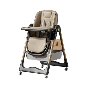 Scaun de Masa pentru Bebelusi si Copii, Flippy, 2 Tavite si Husa Detasabile, Multifuncțional, Stabil, Centura de Siguranta, Inaltime Ajustabila, Spatar Reglabil Moale, Cos de Depozitare, 100x50x80cm, de la 6 Luni, Crem-0