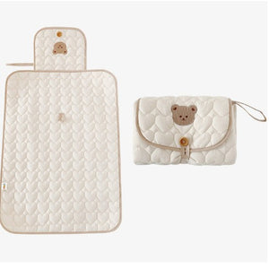 Patura Multifunctionala pentru Schimbat Pampers, Flippy, Rezistenta la Apa, Model Ursulet, 50x70 cm, Bej-0