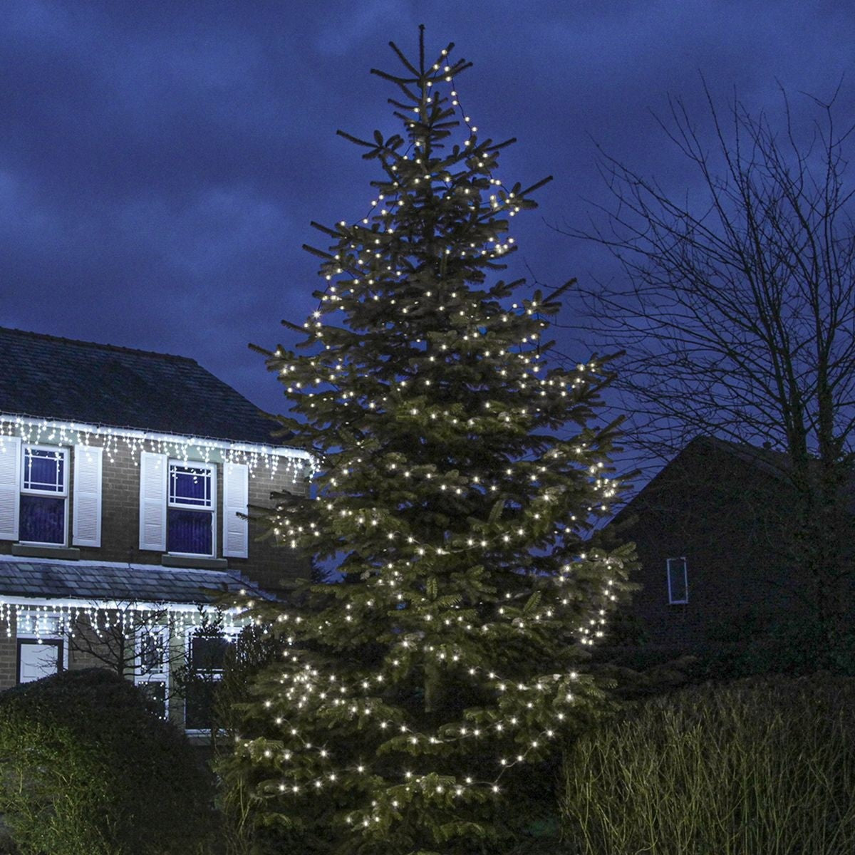 Instalatie Craciun, 10 m, 100 Led-uri ,Liniara, Alb rece, 8 jocuri de lumini, Transformator, Interconectabila, Prelungitor 5 m inclus, Fir Transparent, Flippy-1