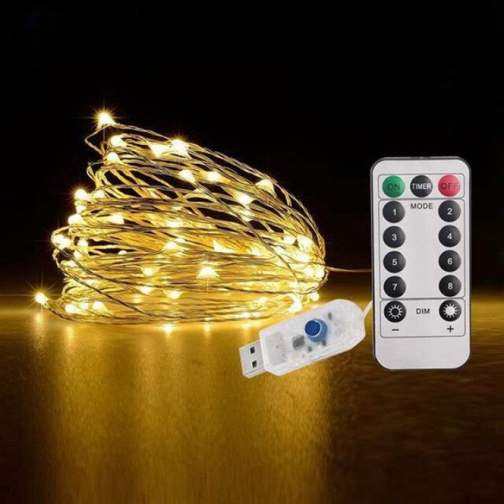 Instalatie Craciun, 10 metri, 100 LED-uri, alb cald, telecomanda 8 functii, USB, fir cupru, liniar, interior/exterior, Flippy-2