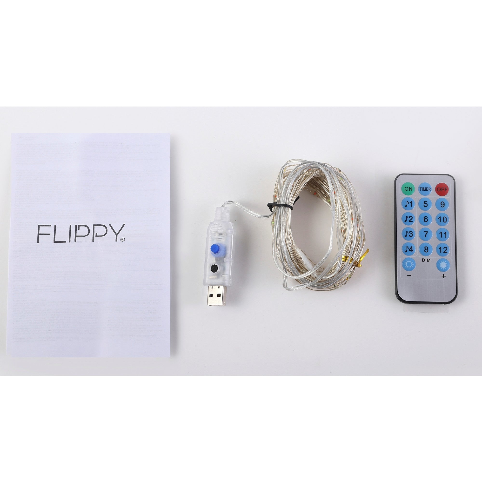 Instalatie Craciun, 2 metri, 20 LED-uri, multicolor, telecomanda 8 functii, USB, fir cupru, liniar, interior/exterior, Flippy-2