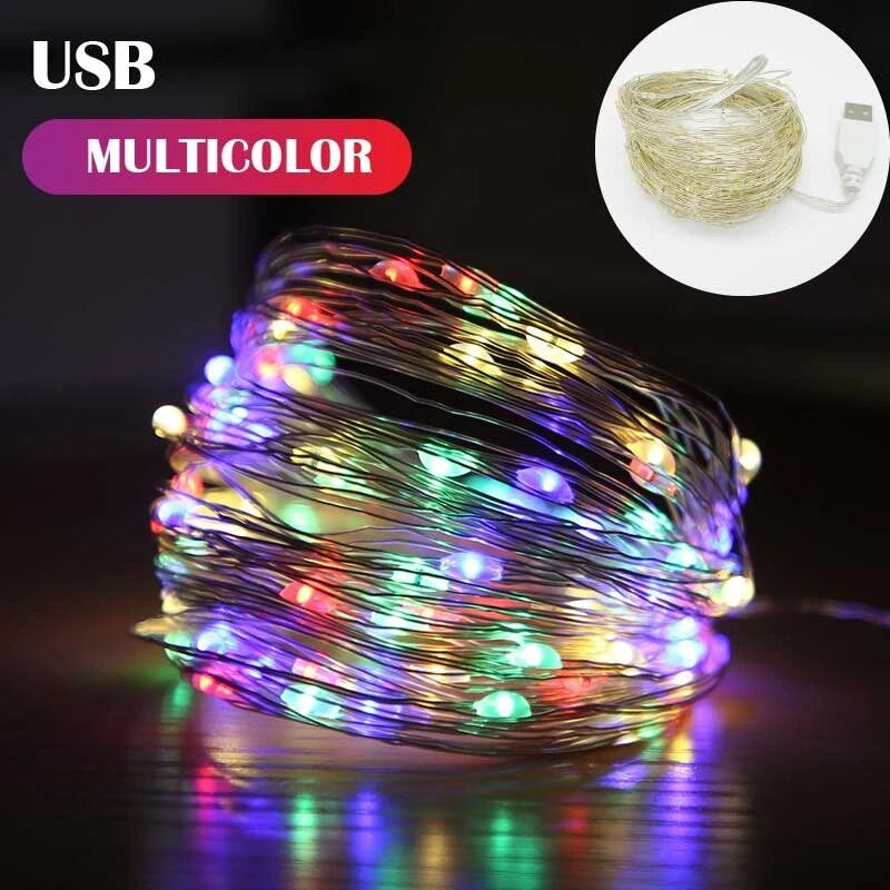 Instalatie Craciun, 2 metri, 20 LED-uri, multicolor, telecomanda 8 functii, USB, fir cupru, liniar, interior/exterior, Flippy-6