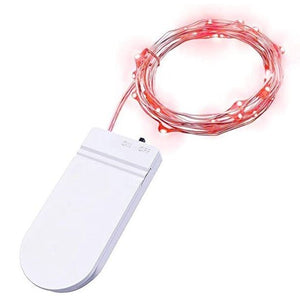 Instalatie Craciun, 2 metri, 20 LED-uri, Rosu, cu baterii, fir cupru, liniar, interior/exterior, Flippy-0