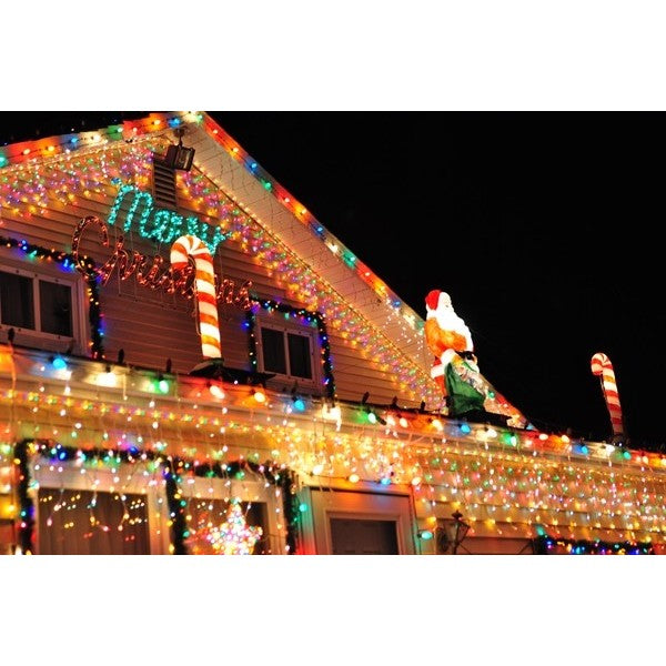 Instalatie Craciun, 20 m, 572 Led-uri ,Franjuri, Multicolor, Flash, Transformator cu telecomanda, Interconectabila, Prelungitor 3 m inclus, Fir Negru, Flippy-5