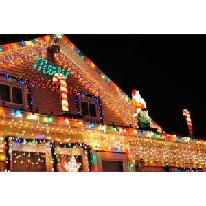 Instalatie Craciun, 20 m, 572 Led-uri ,Franjuri, Multicolor, Flash, Transformator cu telecomanda, Interconectabila, Prelungitor 5 m inclus, Fir Negru, Flippy-0