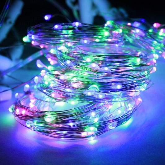 Instalatie Craciun, 20 metri, 200 LED-uri, cu Baterii si Telecomanda cu 8 functii, Multicolor, Flippy-1