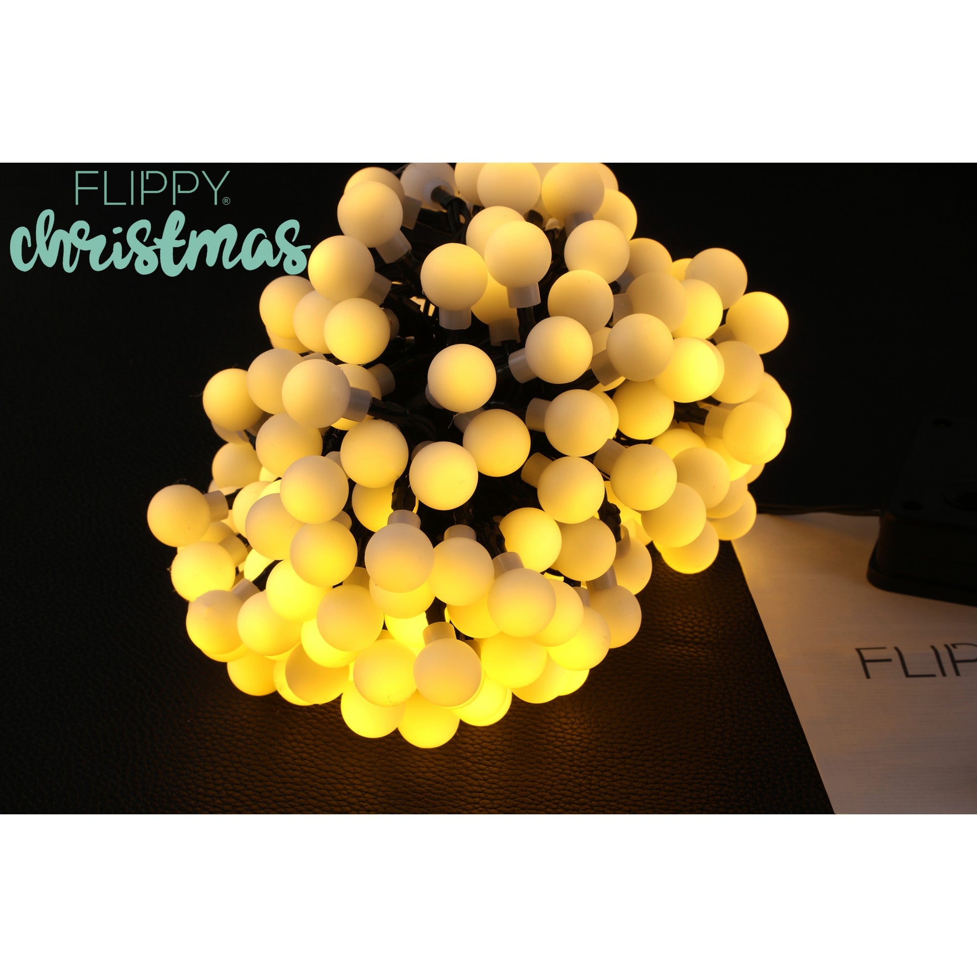 Instalatie Craciun, 22 metri, 200 de LED-uri cu ornament tip Bulb, 8 jocuri de lumini alb cald, cu energie solara, liniar, interior/exterior, Flippy-4