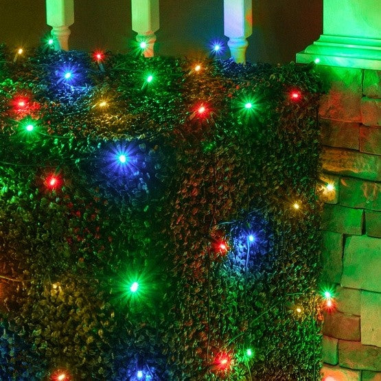 Instalatie Craciun, 25 m, 250 Led-uri ,Liniara, Rosu/Albastru/Rosu/Verde, Flash, Transformator cu telecomanda, Interconectabila, Prelungitor 3 m inclus, Fir Verde, Flippy-4