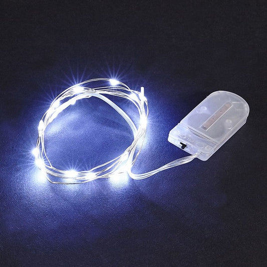 Instalatie Craciun, 3 metri, 30 LED-uri, Alb Rece, cu baterii, fir cupru, liniar, interior/exterior, Flippy-1