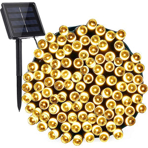 Instalatie Craciun, 32 metri, 300 de LED-uri, Alb Cald, cu energie solara, fir de cupru, liniar, interior/exterior, Flippy-0