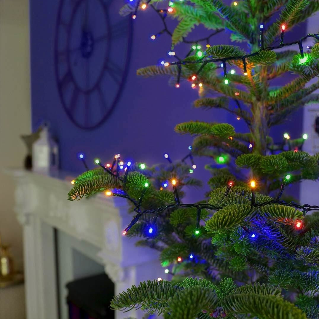 Instalatie Craciun, 40 m, 400 Led-uri ,Liniara, Rosu/Albastru/Rosu/Verde, Flash, Transformator, Interconectabila, Prelungitor 3 m inclus, Fir Verde, Flippy-2