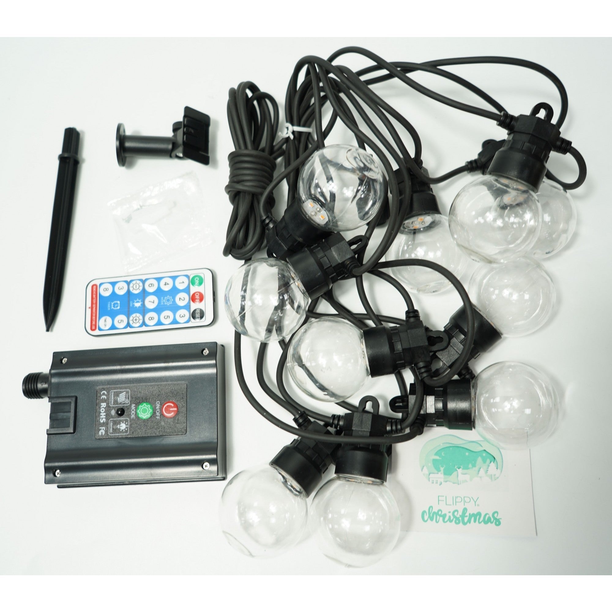 Instalatie Craciun, 5 M, 10 de LED-uri, alb-cald, model cu bulb, liniara, solara, interior/exterior, Flippy-5