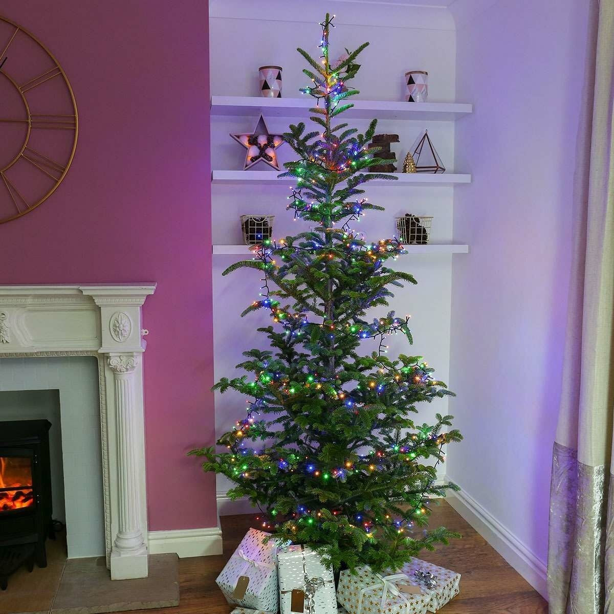 Instalatie Craciun, 5 m, 50 Led-uri ,Liniara, Rosu/Albastru/Rosu/Verde, Flash, Transformator cu telecomanda, Interconectabila, Prelungitor 5 m inclus, Fir Verde, Flippy-3