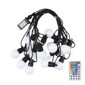 Instalatie Craciun, 5 metri, 10 Becuri LED rotunde, pentru exterior cu incarcare la sursa de curent si telecomanda cu 8 functii, Flippy-0
