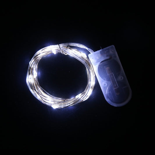 Instalatie Craciun, 5 metri, 50 LED-uri, Alb Rece, cu baterii, fir cupru, liniar, interior/exterior, Flippy-1