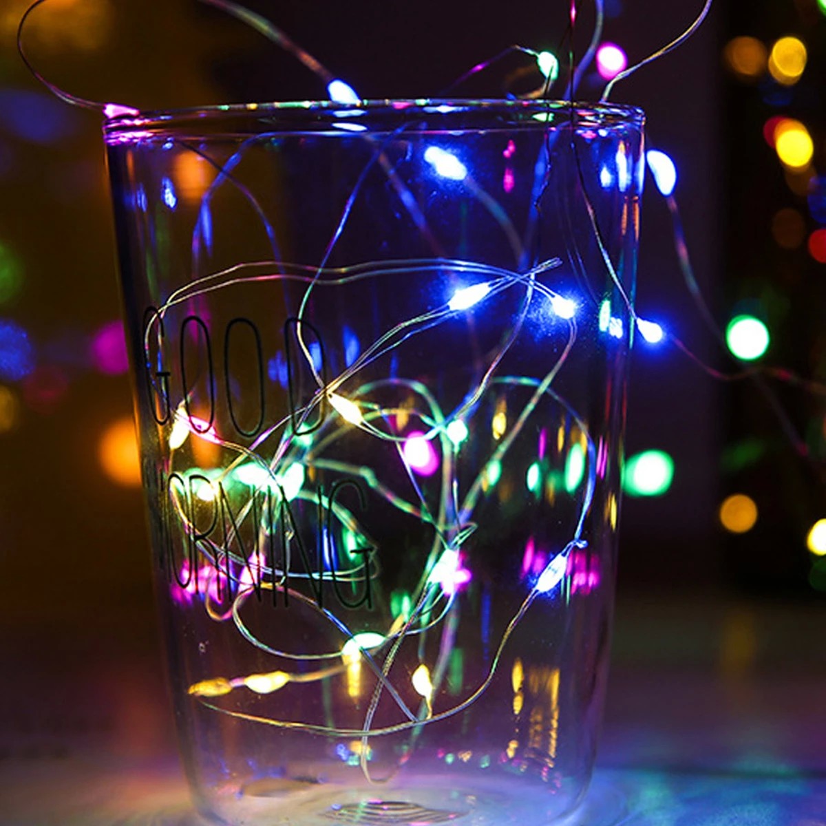 Instalatie Craciun, 5 metri, 50 LED-uri, cu Baterii si Telecomanda cu 8 functii, Multicolor, Flippy-1