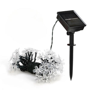 Instalatie Craciun, 6.5 metri, 30 Becuri LED tip Flori de cires, pentru exterior cu incarcare solara, Alb cald, Flippy-0