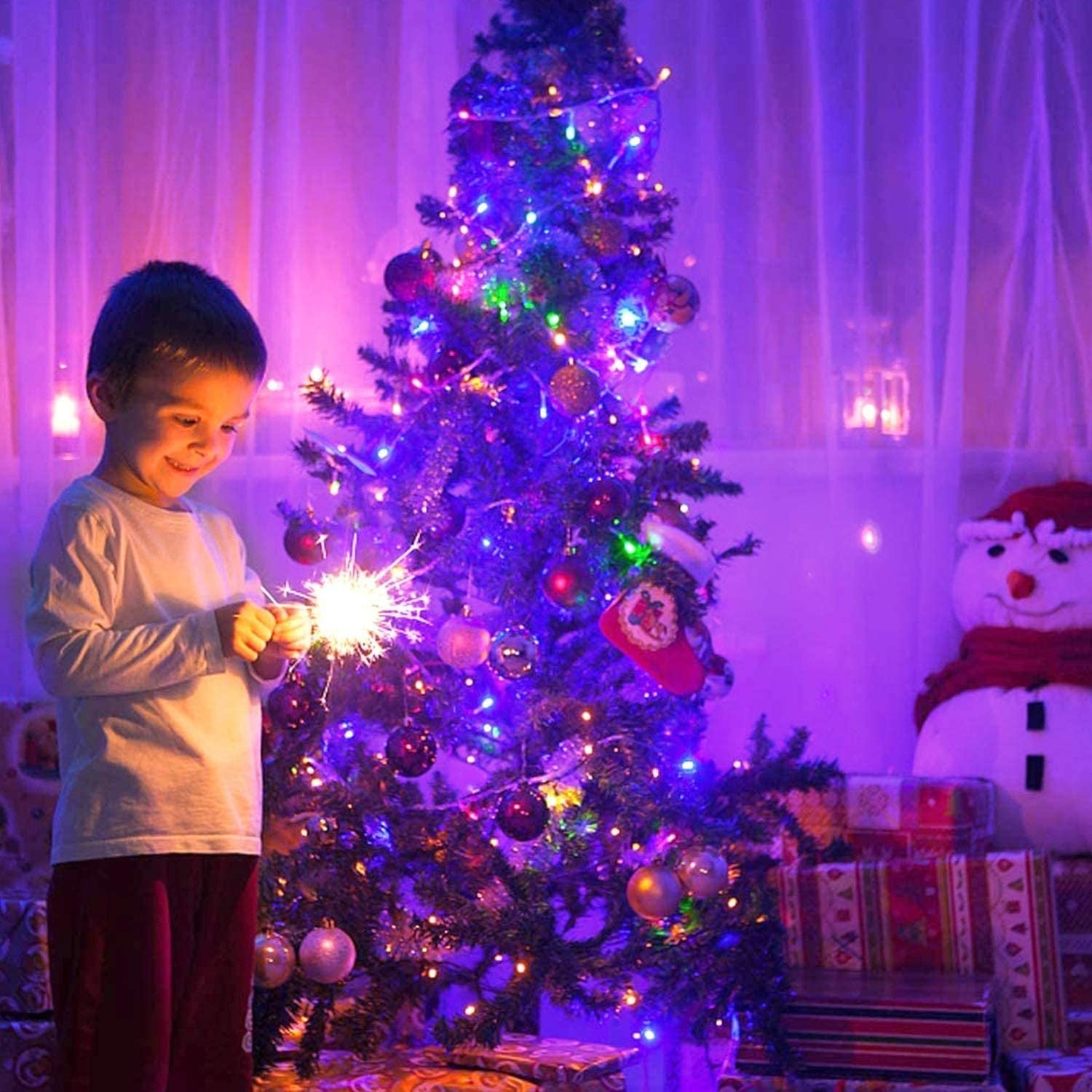 Instalatie Craciun, 85 m, 850 Led-uri ,Liniara, Multicolor, 8 jocuri de lumini, Transformator, Interconectabila, Prelungitor 3 m inclus, Fir Transparent, Flippy-3