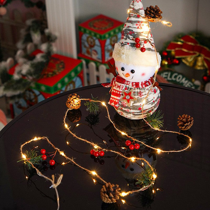 Instalatie Craciun cu baterii, 2 metri, 20 LED-uri tip ace si conuri de pin simple, Alb Cald, Flippy-5