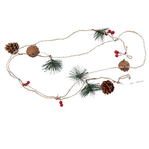 Instalatie Craciun cu baterii, 2 metri, 20 LED-uri tip ace si conuri de pin simple, Alb Cald, Flippy-0