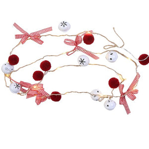 Instalatie Craciun cu baterii, 2 metri, 20 LED-uri tip clopotei si mingiute, Alb Cald, Flippy-0