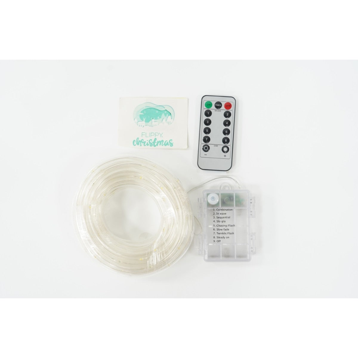Instalatie Craciun Furtun Luminos Flippy, 10 m, 100 LED-uri, Alb Cald, Baterii-3